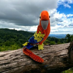 Realistic Tropical Red Macaw Parrot Bird Large Giant Plush Animal Tiger Tale Toy